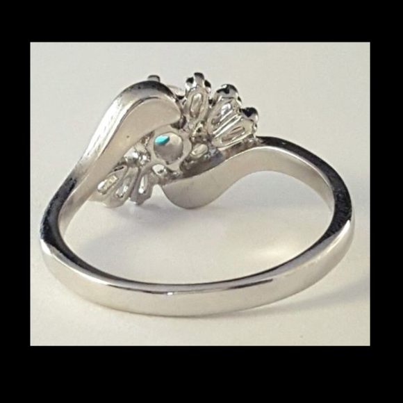 Silver Cocktail Ring Cubic  Zirconia Flower Sizes 4 11 - Picture 4 of 10